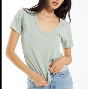 Frank & Oak The SuperSoft V-Neck Tee in Light Green and Size Medium